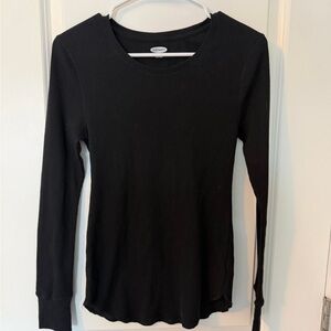 Old Navy Black Ribbed Long-Sleeve Crew Top, Sz M